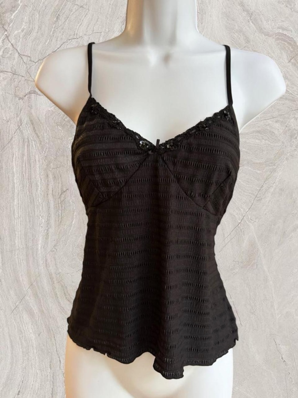 Black Lace Trim Camisole Top